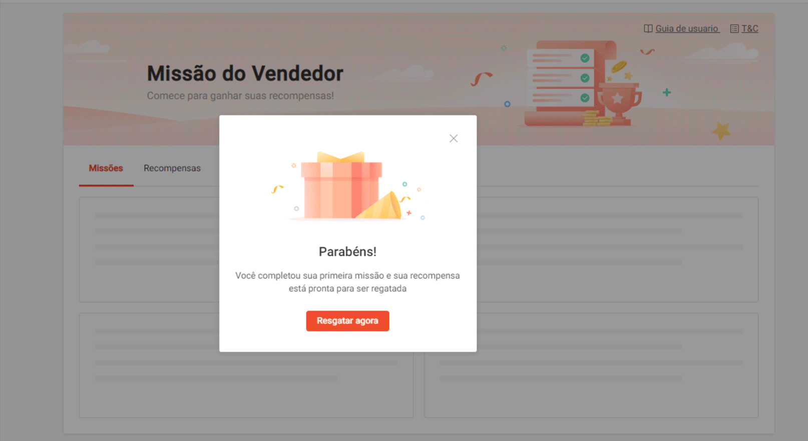como resgatar recompensas e prêmios missões do vendedor shopee